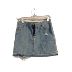 H&M Mini Skirt Denim Raw Hem Edge Front zip Size 6